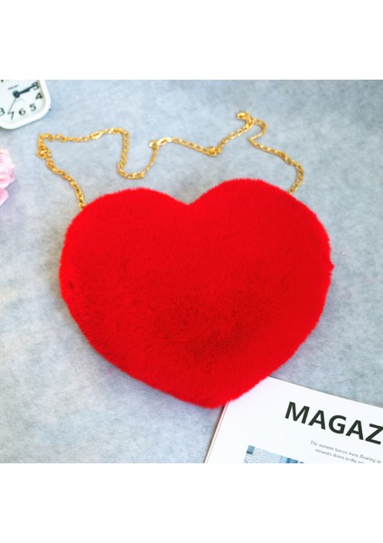 Moda Aşk Çantası, Şeftali Kalpli Çanta, Kadın Zincir Çapraz Çanta, Peluş Omuz Çantası, Bozuk Para Cüzdanı, Sevgililer Günü (Yurt Dışından)