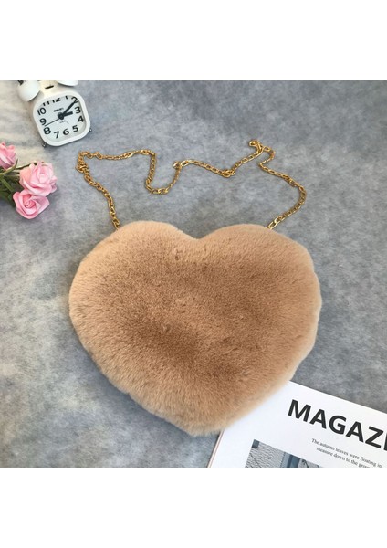 Moda Aşk Çantası, Şeftali Kalpli Çanta, Kadın Zincir Çapraz Çanta, Peluş Omuz Çantası, Bozuk Para Cüzdanı, Sevgililer Günü (Yurt Dışından)