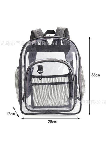 Pvc Sırt Çantası Açık Hava Okul Çantası Büyük Kapasiteli Sırt Çantası Pvc Şeffaf Arka (Yurt Dışından)