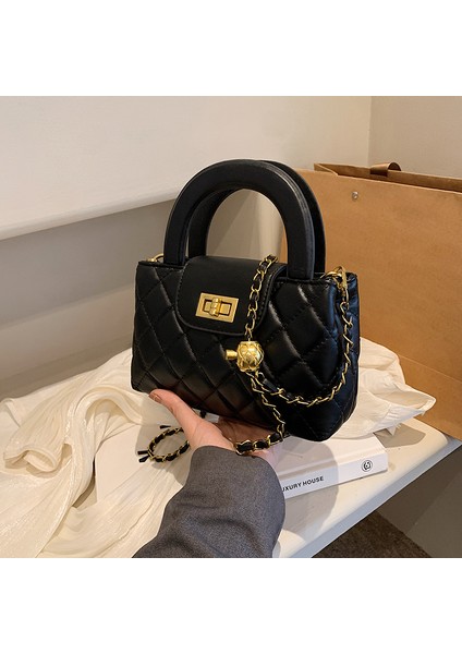 Kadınlar Için Fransız Niş Elmas Zincir Çanta 2024 Yeni Bahar ve Yaz Moda Çanta Banliyö Omuz Crossbody Küçük Çanta (Yurt Dışından)