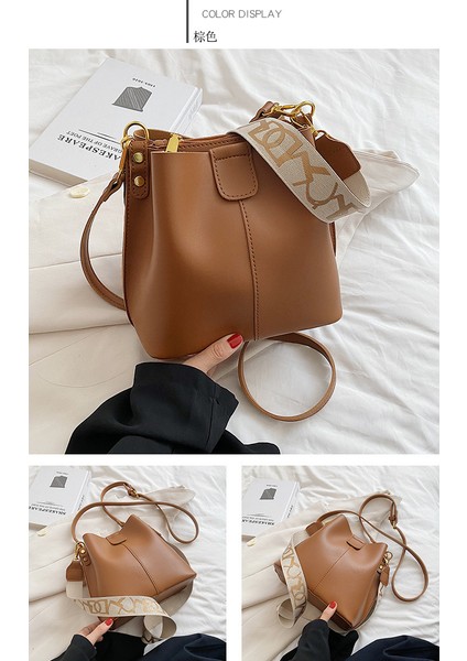 Kova Çantası, Üst Düzey ve Zarif Kadın Omuz Çantası 2024 Yeni Kore Tarzı Kadın Çantası, Modaya Uygun ve Şık Çapraz Çanta (Yurt Dışından)