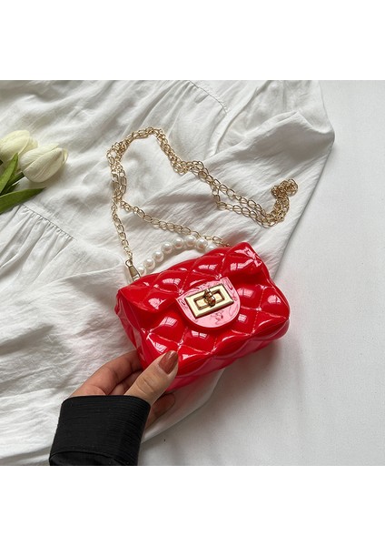 Kadınlar Için Çocuk Taşınabilir Mini Çanta 2024 Yeni Moda Moda Niş Jöle Çanta Yabancı Stil Zincir Crossbody Çanta (Yurt Dışından)