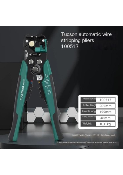 Tuosen Çok Fonksiyonlu Tel Striptizci Hızlı Tel Sıyırma Pensesi Soyma Pensesi Elektrikçi Pensesi Otomatik Tel Sıyırma Pensesi Sıkma Pensesi (Yurt Dışından)
