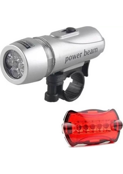 LED Bisiklet Lambası Sinyali Işığı Far Ön Farı Arka Stop Seti Gri