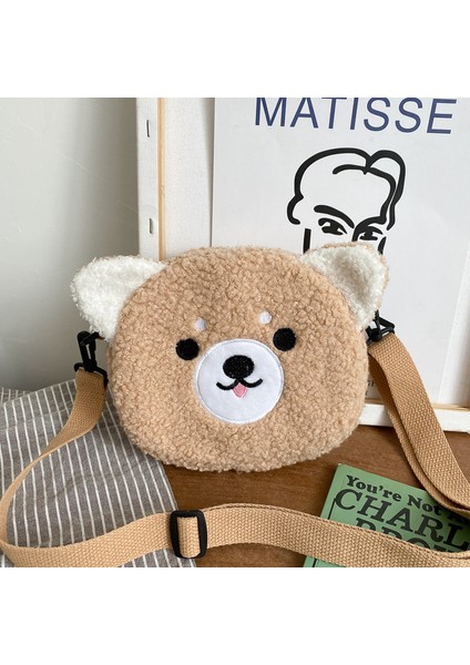 Kadın Çantaları Sonbahar ve Kış Yeni Sevimli Bebek Kadın Omuz Çantası Moda Crossbody Küçük Yuvarlak Çanta Öğrenci Cep Telefonu Çantası (Yurt Dışından)