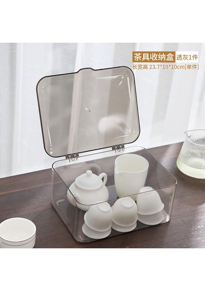 Kapaklı Çay Seti Saklama Kutusu, Toz Geçirmez Akrilik, Şeffaf, Büyük Kapasiteli, Ev Mobilyası Çay Kasesi, Istiflenebilir Masaüstü Depolama Rafı (Yurt Dışından)