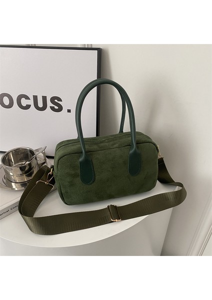 Crossbody Çanta Kızlar Üst Düzey Niş Çanta 2023 Yeni Süet Küçük Kare Çanta Basit Omuz Çantası (Yurt Dışından)
