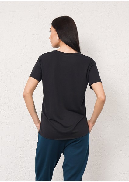 Kısa Kollu Bisiklet Yaka Modal Karışımlı T-Shirt fırsatları