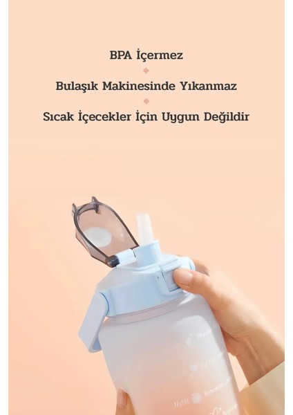 Eldorado 3lü Set Bpa Içermez Motivasyonel Su Matarası Mavi Su Matarası,su Şişesi,suluk