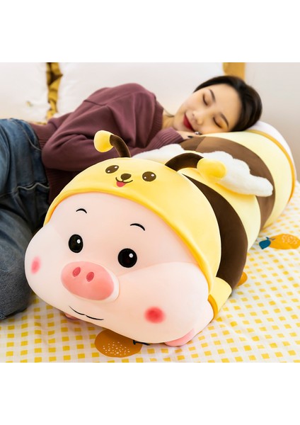 Hakiki Sevimli Büyük Boy Yalancı Domuz Peluş Oyuncak Tembel Domuz Bebek Bez Bebek Bebek Uzun Yastık Arı Yalan Domuz (Yurt Dışından)