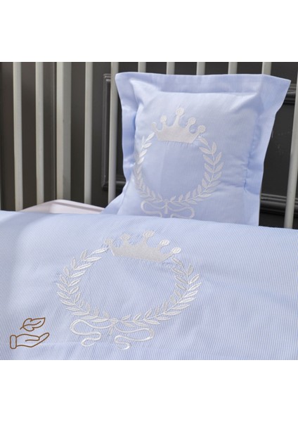 - King Bebek Nevresim Takımı %100 Pamuk Nevresim, Çarşaf, 2xyastık Kılıfı Mavi fiyatları