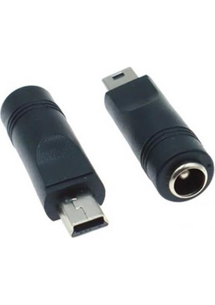 - 5 Pin Mini USB Erkek To Dc 5.5*2.1mm Dişi Soket Çevirici - Güç Adaptörü Fişi Dönüştürücü