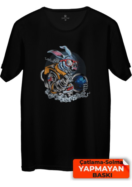 Çakılap Tavşan Astronot Baskılı Tişört (Rgl-Krsk)