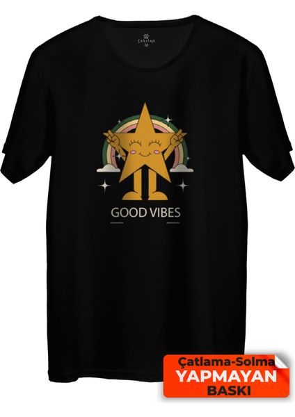 Çakılap Good Vibes Baskılı Tişört (Rgl-Krsk)