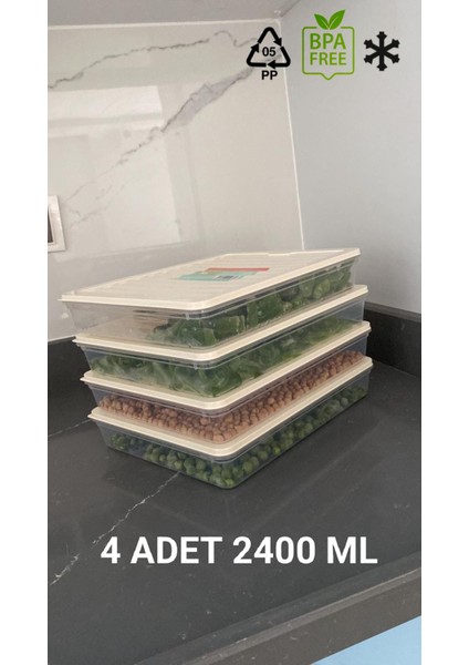 Yatay kapaklı buzdolabı düzenleyici buzluk kabı saklama kabı buzluk saklama kabı 4 adet 2400 ml fırsatları