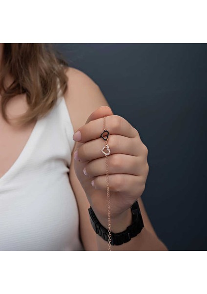 Gümüş Rose Kalpli Sonsuzluk Kadın Bileklik fiyatları