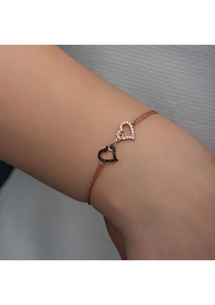 Gümüş Rose Kalpli Sonsuzluk Kadın Bileklik fırsatları