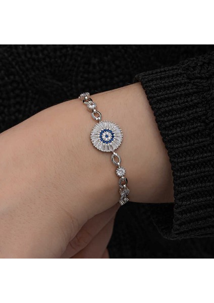 ​gümüş Baget Taşlı Nazar Kadın Bileklik