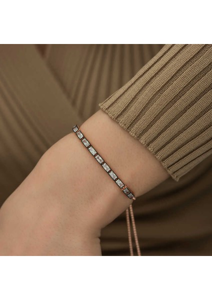 Gümüş Rose Emerald Kesim Elmas Montür Asansör Bileklik modelleri
