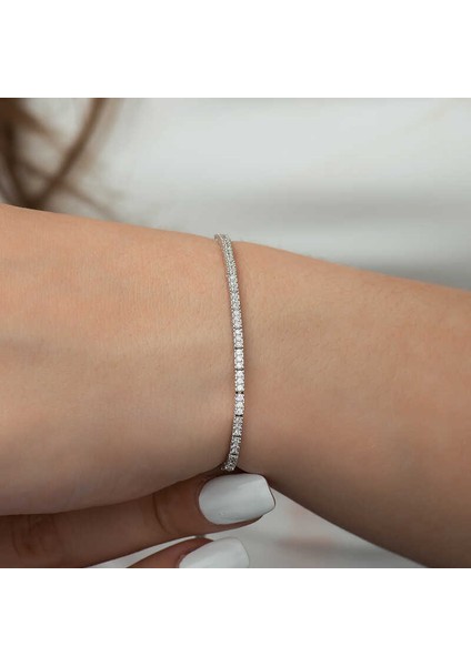 Gümüş Ince Su Yolu Bayan Bileklik modelleri