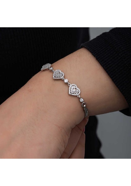 ​gümüş Baget Taşlı Kalp Kadın Bileklik modelleri