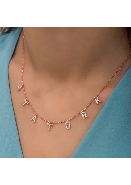Gümüş Rose Atatürk Yazılı Bayan Kolye fırsatları
