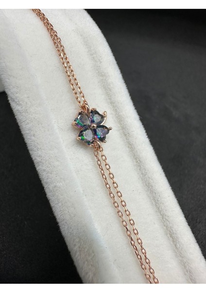 Mistik Topaz Taşlı Rose Renk Gümüş Bileklik fiyatları