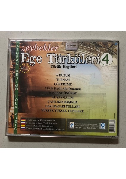 Ege Türküleri 4 Zeybekler CD (Jelatininde Sıfır Orjnal Dönem Baskı Cd)