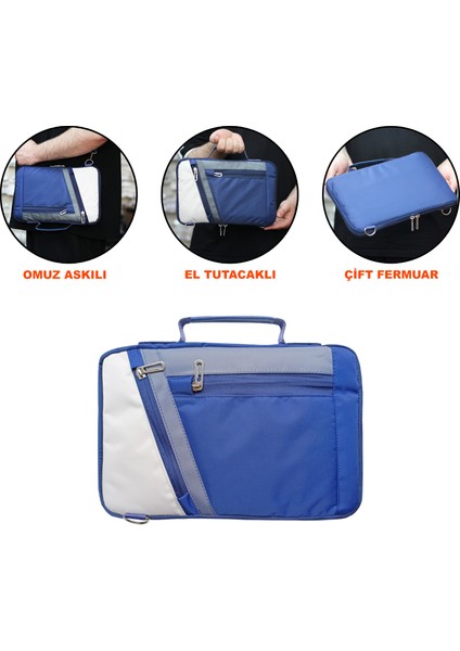Samsung Galaxy Tab A7 T500 T505 T507 2020 10.4 Inch Tabletler Universal Sleeve Taşıma Çantası AL4346 Lacivert Krem Gri
