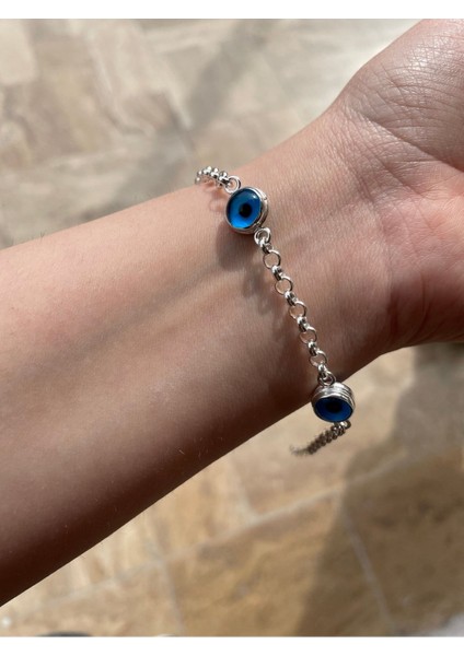 Üç Nazar Boncuklu Gümüş Bileklik modelleri