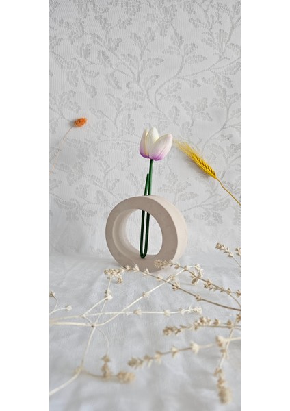 Beton Vazo,kuru Çiçeklik Vazo,dekoratif Vazo(Yuvarlak Model)