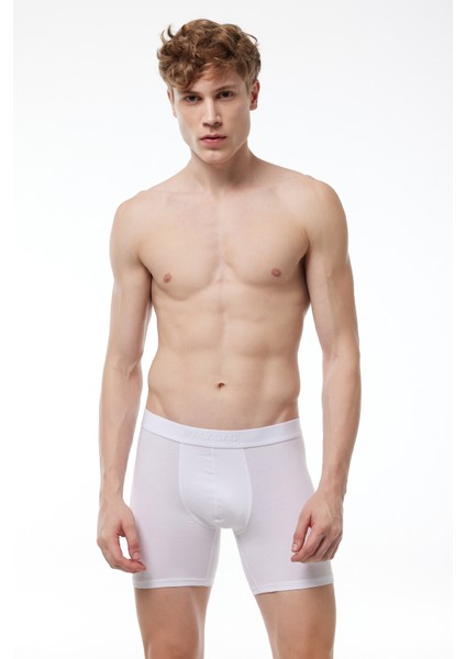Erkek Beyaz 3 Lü Modal Uzun Boxer 010 3M010 modelleri