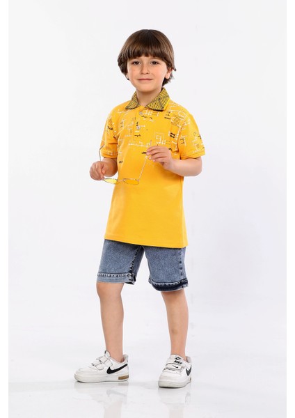 Erkek Çocuk Polo Yaka Lacost Kumaş Tişört ve Kot Şort Ikili Yazlık Takım MRN5111112VF