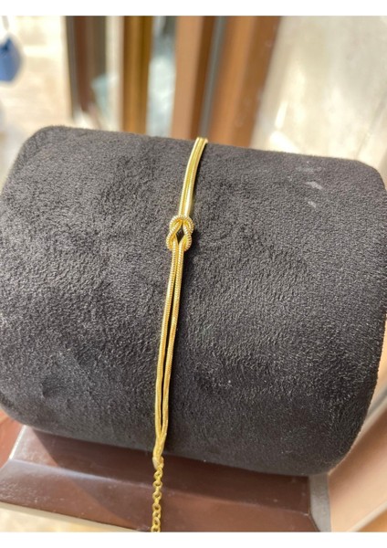 Sarı Renk Gümüş Düğüm Bileklik