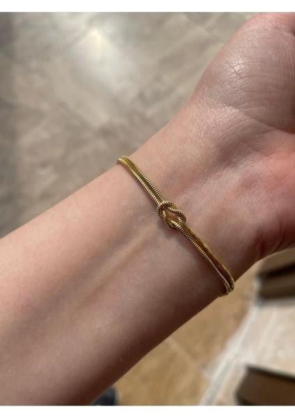 Sarı Renk Gümüş Düğüm Bileklik modelleri