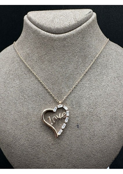 Love Kalp Taşlı Gümüş Kolye