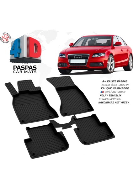 Audi A4 4d Havuzlu Kauçuk Paspas 2008 2016