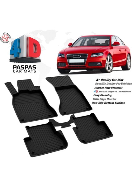Audi A4 4d Havuzlu Kauçuk Paspas 2008 2016