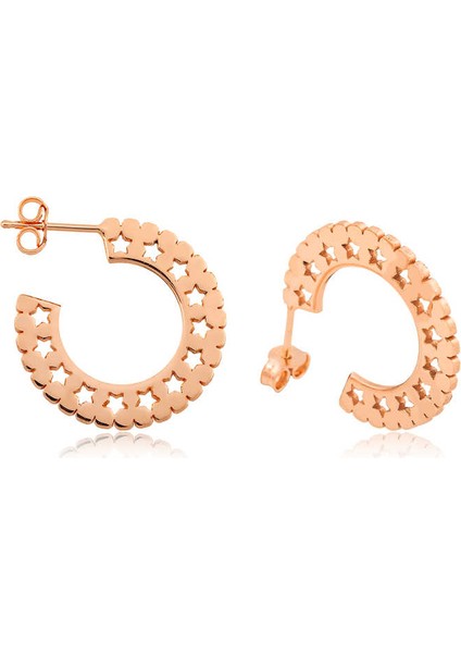 Gümüş Yıldız Desenli Halka Bayan Küpe