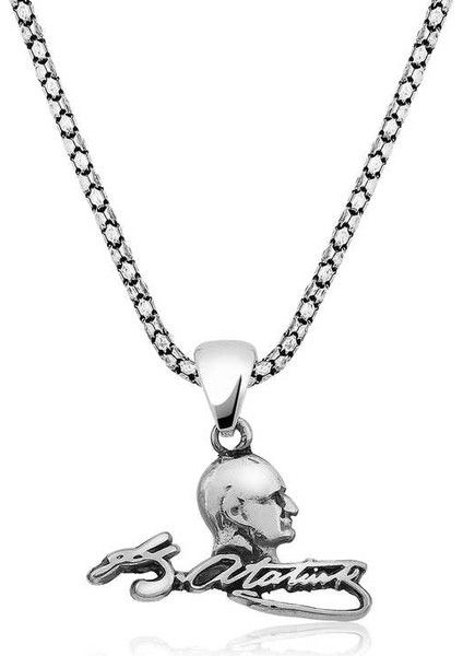 Gümüş Kemal Atatürk Unisex Kolye