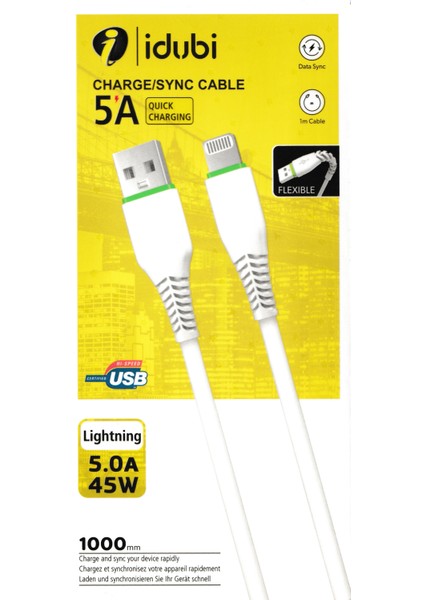 5A 45W (Lightning) 1 Metre Şarj ve Data Kablosu