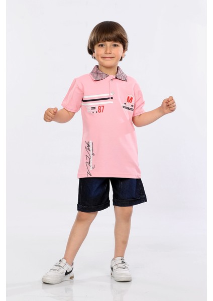 Erkek Çocuk Polo Yaka Lacost Kumaş Tişört ve Kot Şort Ikili Yazlık Takım MRN5111314VF fiyatları