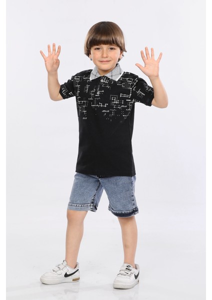 Erkek Çocuk Polo Yaka Lacost Kumaş Tişört ve Kot Şort Ikili Yazlık Takım MRN5111112VF fiyatları