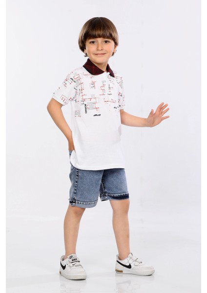 Erkek Çocuk Polo Yaka Lacost Kumaş Tişört ve Kot Şort Ikili Yazlık Takım MRN5111112VF fiyatları