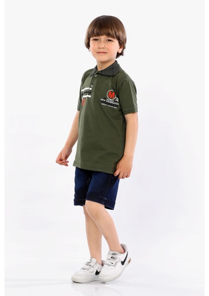 Erkek Çocuk Polo Yaka Lacost Kumaş Tişört ve Kot Şort Ikili Yazlık Takım MRN5111314VF