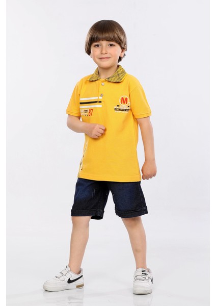Erkek Çocuk Polo Yaka Lacost Kumaş Tişört ve Kot Şort Ikili Yazlık Takım MRN5111314VF