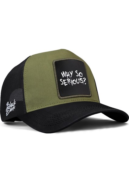 V1 Trucker Why So Serious - 1sb Logolu Unisex Siyah Siperli Siyah-Haki Şapka (Cap)