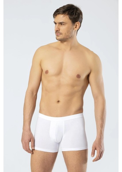 Likralı Erkek Boxer %95 Pamuk %5 Likra Bel Bantlı