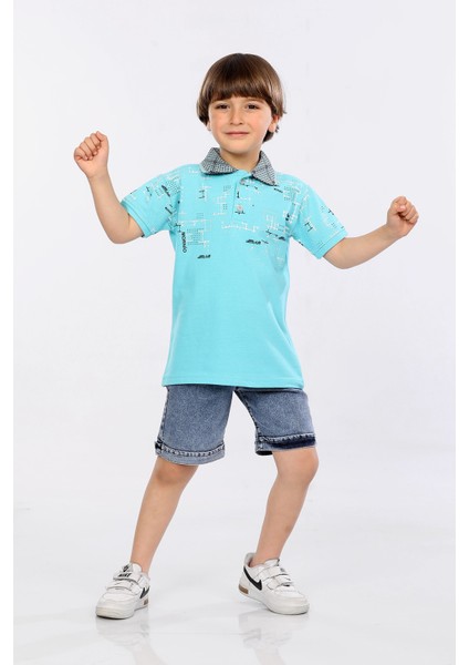 Erkek Çocuk Polo Yaka Lacost Kumaş Tişört ve Kot Şort Ikili Yazlık Takım MRN5111112VF fiyatları