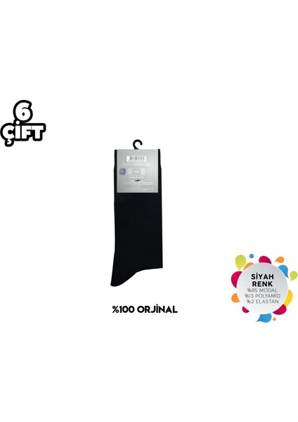 936-SIYAH Erkek Modal Çorap 6'lı
